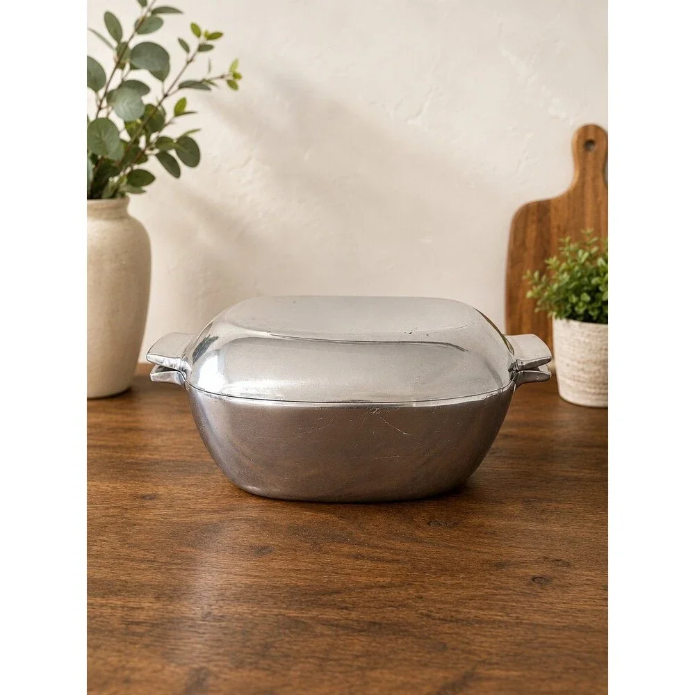 Nambe 13 Vintage Dutch Oven Metal With Lid Alloy Polished Aluminum Rectangle